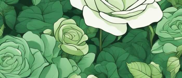 green roses aesthetic background illustration 4