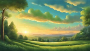 green sunset aesthetic background wallpaper illustration 2