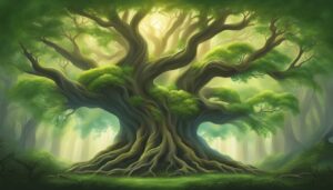 green tree of life aesthetic background illustration 1