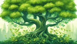 green tree of life aesthetic background illustration 2