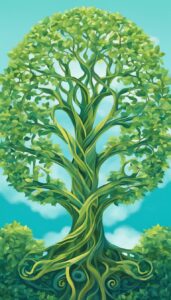 green tree of life aesthetic background illustration 5