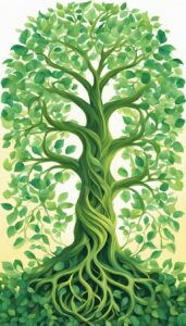 green tree of life aesthetic background illustration 6