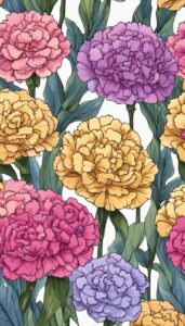 hand drawn style carnation flowers aesthetic background illustration 3