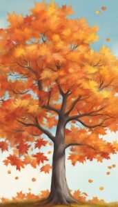 hand drawn style maple tree illustration background 1