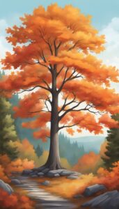 hand drawn style maple tree illustration background 2