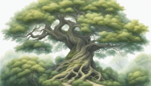 hand drawn style pencil tree of life aesthetic background illustration 1