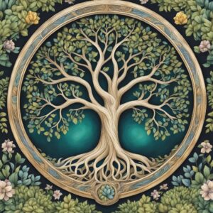 hand drawn style pencil tree of life aesthetic background illustration 2