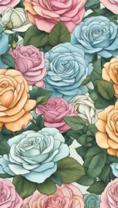 hand drawn style roses aesthetic background illustration 1