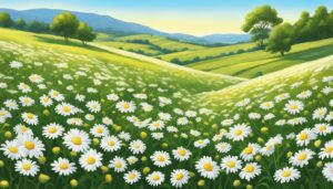 landscape daisy flower aesthetic background illustration 1