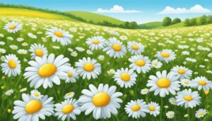 landscape daisy flower aesthetic background illustration 2