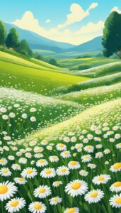 landscape daisy flower aesthetic background illustration 3
