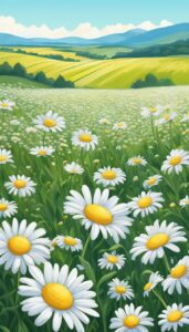 landscape daisy flower aesthetic background illustration 4