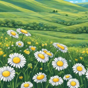 landscape daisy flower aesthetic background illustration 5