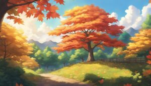 maple leaf anime background illustration 2