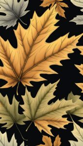 maple leaf black dark background wallpaper illustration 4