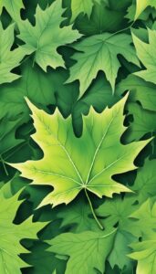 maple leaf green background illustration 4