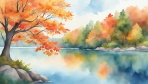 maple tree watercolor background illustration 1