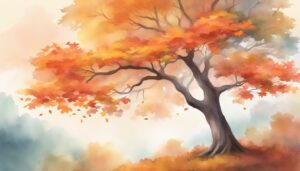 maple tree watercolor background illustration 2