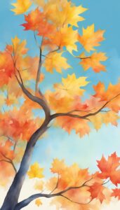 maple tree watercolor background illustration 3