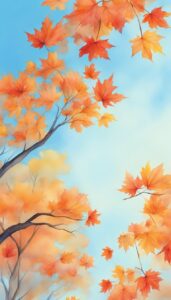 maple tree watercolor background illustration 4