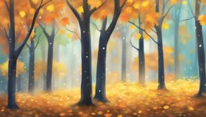 maple trees and leaves raining background illustration 1