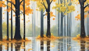 maple trees and leaves raining background illustration 2