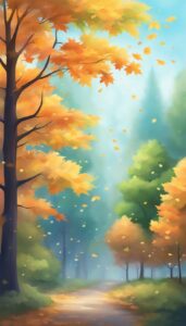 maple trees and leaves raining background illustration 3