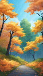 maple trees and leaves raining background illustration 4