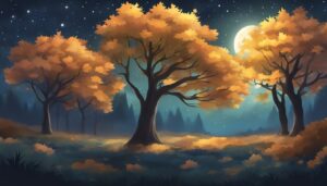 maple trees at night background illustration 1