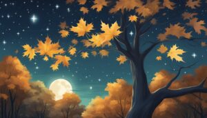 maple trees at night background illustration 2