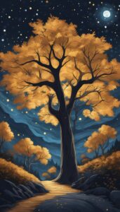 maple trees at night background illustration 3