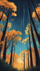 maple trees at night background illustration 4