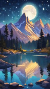 mountains at night aesthetic background illustration