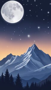 mountains at night aesthetic background illustration
