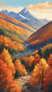mountains autumn aesthetic background illustration