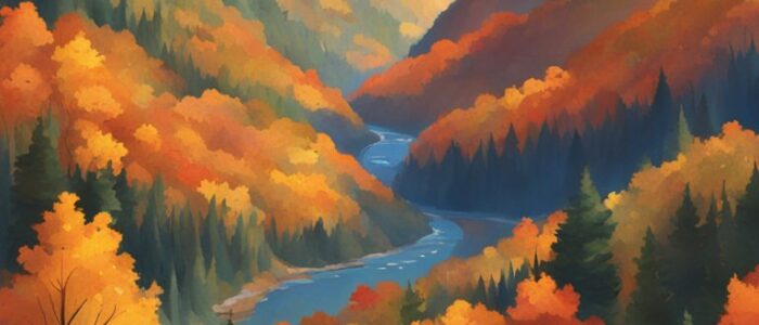 mountains autumn aesthetic background illustration
