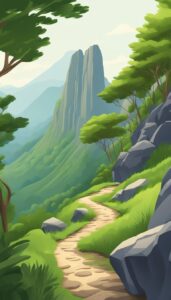 mountains hiking trail aesthetic background illustration