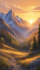 mountains sunrise aesthetic background illustration