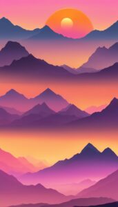 mountains sunset aesthetic background illustration