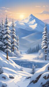mountains winter snow aesthetic background illustration