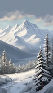 mountains winter snow aesthetic background illustration