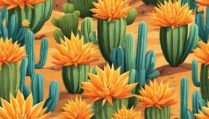 orange cactus aesthetic illustration background 2