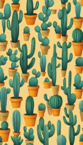 orange cactus aesthetic illustration background 3