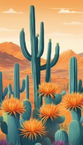 orange cactus aesthetic illustration background 4