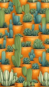 orange cactus aesthetic illustration background 5