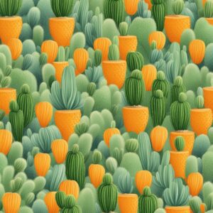 orange cactus aesthetic illustration background 6