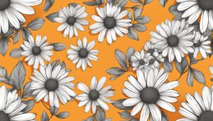 orange daisy flower aesthetic background illustration 1