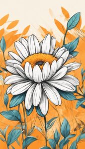 orange daisy flower aesthetic background illustration 3