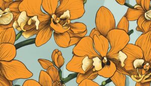 orange orchid flower aesthetic illustration background 1