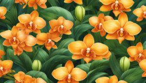 orange orchid flower aesthetic illustration background 2